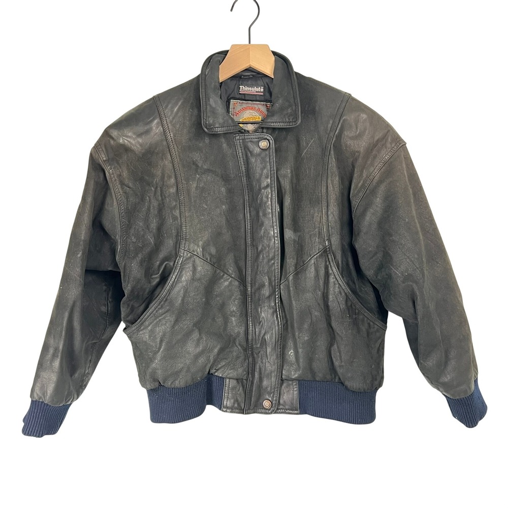 VTG Adventure Bound Wilsons Leather Bomber Jacket Thinsulate Women M Grunge Moto